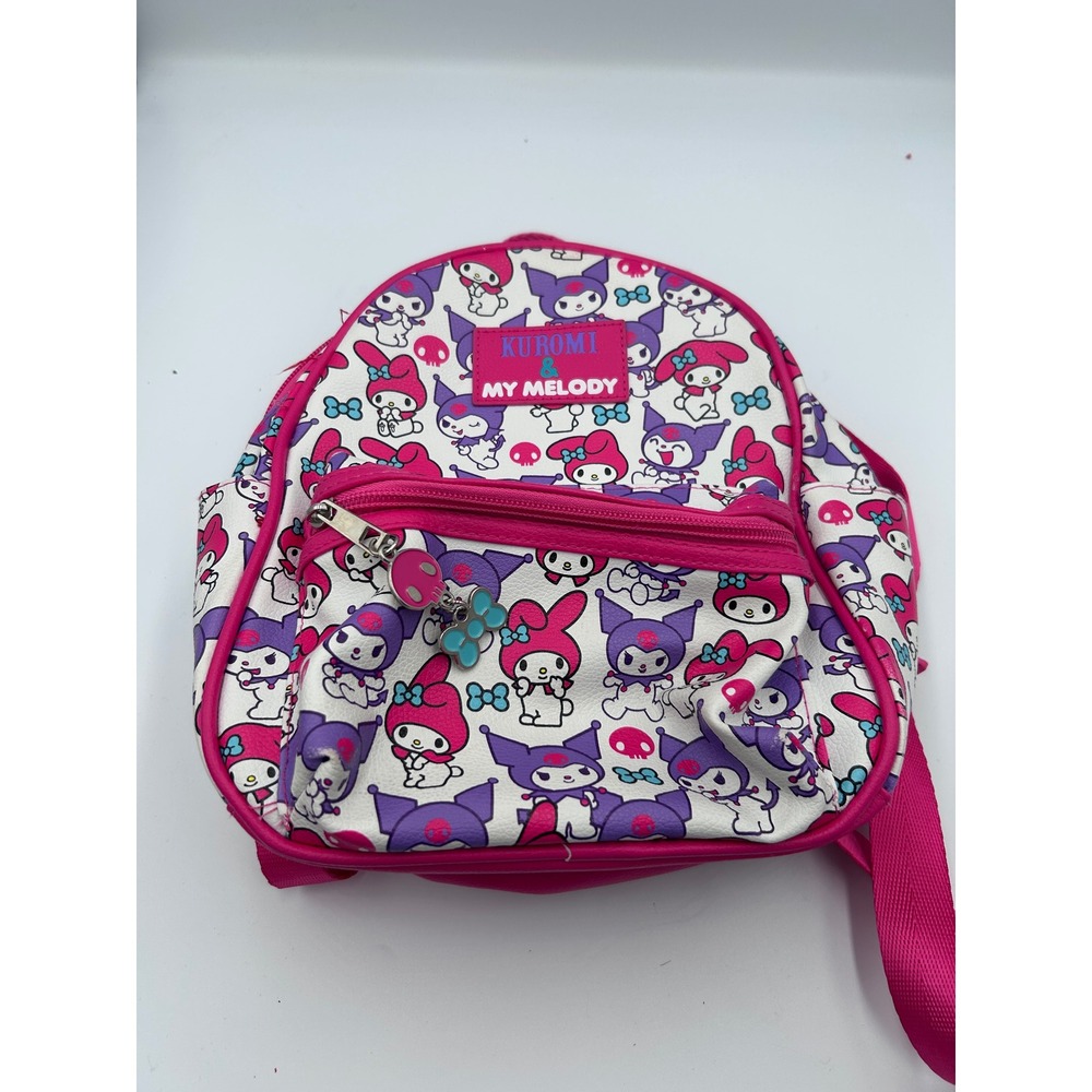 Sanrio Kuromi My Melody Mini Backpack Pink White Faux Leather Kawaii Bag